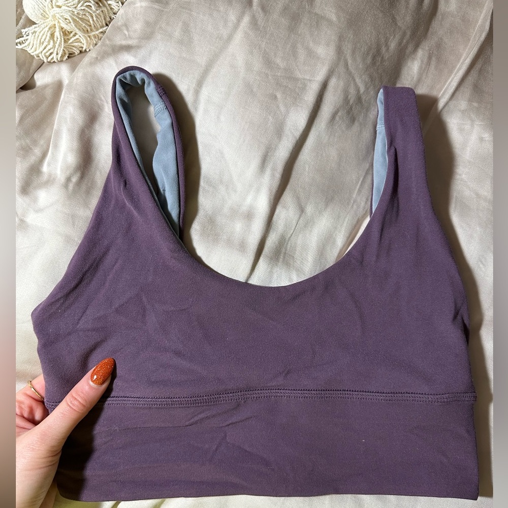 Lululemon reversible sports bra - purple and light blue/grey size 4